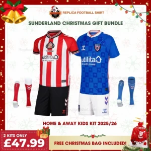 Sunderland 2025/26 Gift Bundle – Home and Away Fan-Version Kids Football Kits (With Socks)