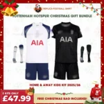 Tottenham 2025/26 Gift Bundle – Home and Away Fan-Version Kids Football Kits (With Socks)