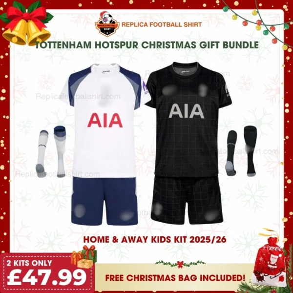 Tottenham 2025/26 Gift Bundle – Home and Away Fan-Version Kids Football Kits (With Socks)